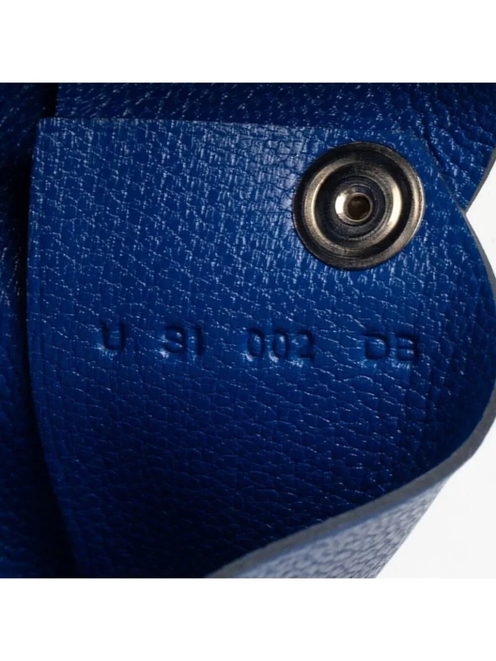 Hermes Calvi Card Case Business Holder Blue Chevre